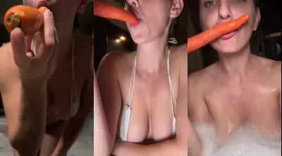 Christina Khalil Nude Soapy Bath Carrot Blowjob Video Leaked